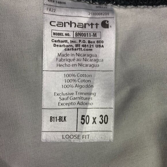 Carhartt Loose Fit Carpenter Pants Men's 50 x 30 Fits 49 x 29.5 Duck B11 BLK - Picture 9 of 14